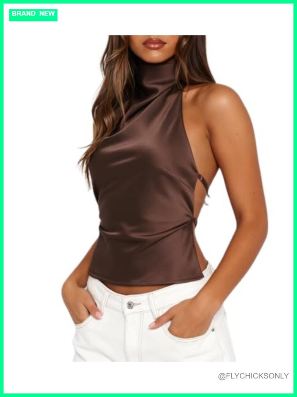 Halter Backless Tank Top Mock Neck Open Back Going Out Y2K Crop Top